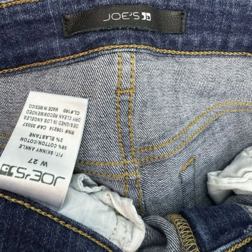 Joe's Womens Aubree Skinny Ankle Jeans Blue Stretch Dark Mid Rise Denim 27‎